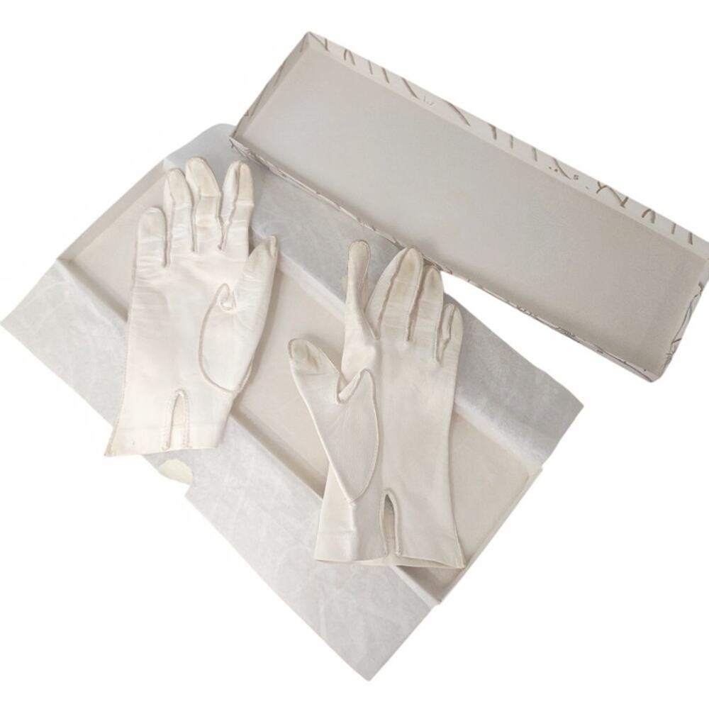 WEAR RIGHT 60's Vintage Leather Gloves Size 6 3/4 in Original Buffums Box 50s